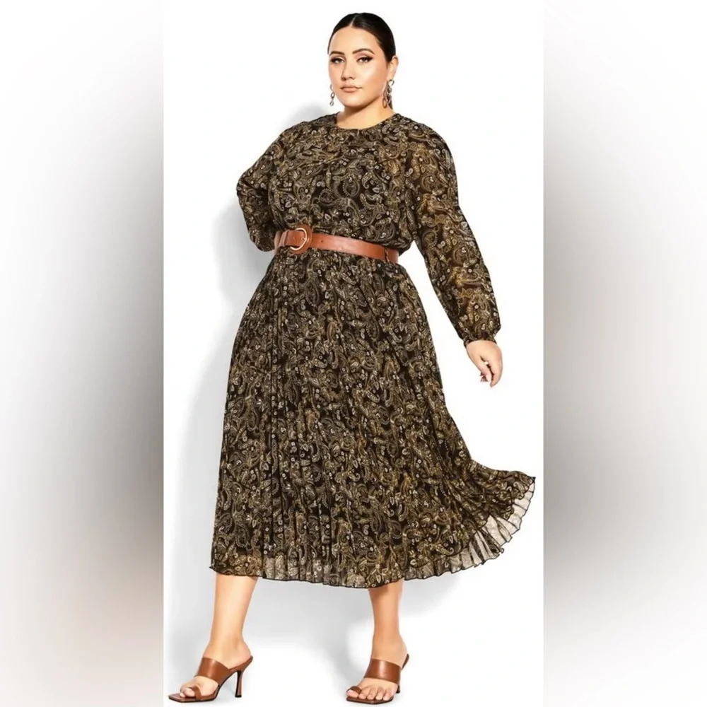 City Chic Black and Brown Paisley A-Line Skirt - Picture 2 of 10